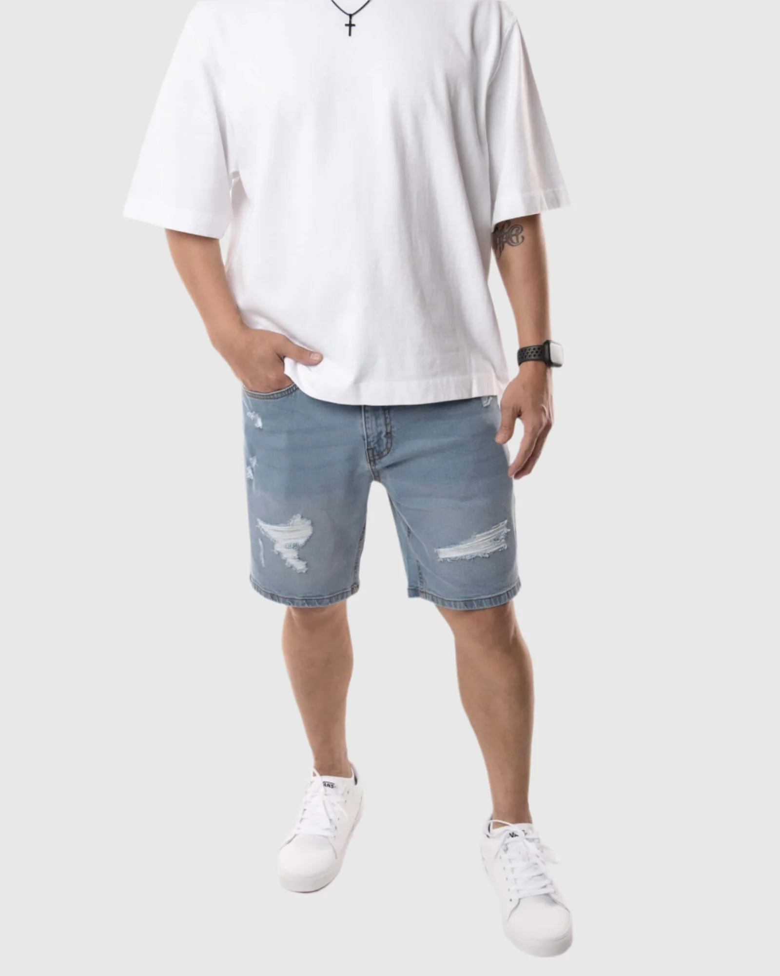 MEN'S NIRVANA DISTRESSED DENIM SHORTS - Image 22