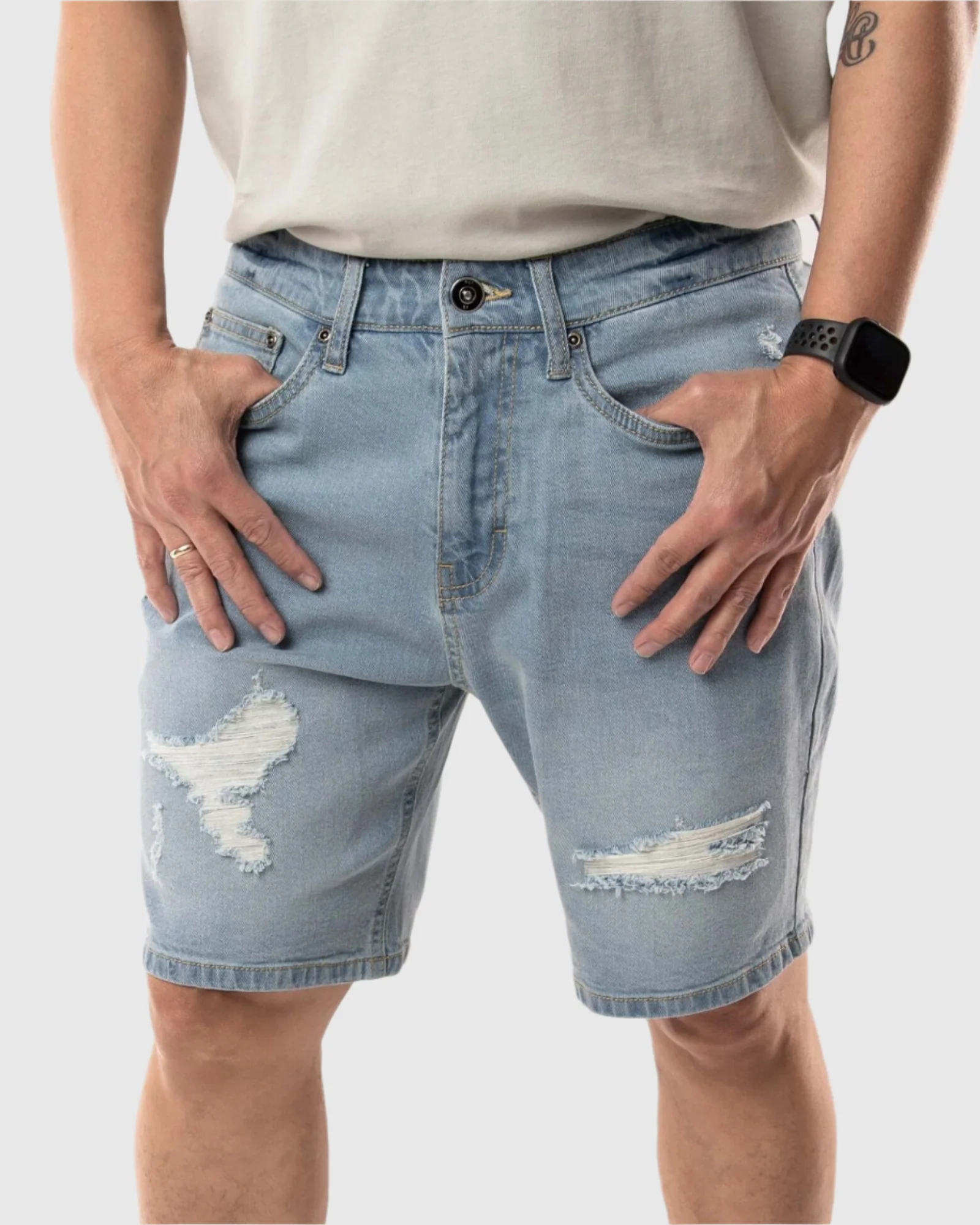 MEN'S NIRVANA DISTRESSED DENIM SHORTS - Image 9