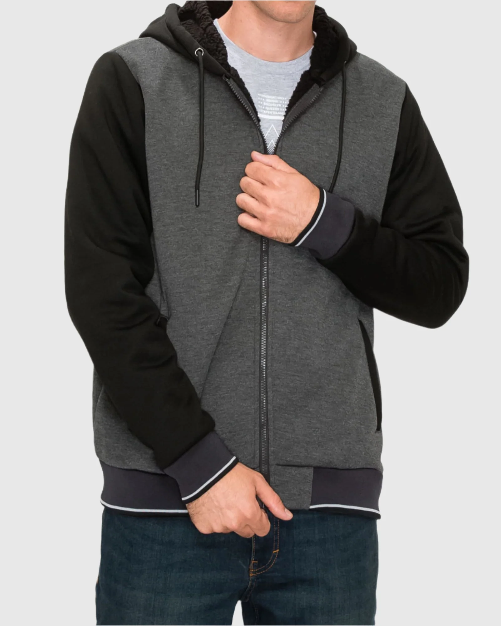 MEN'S VALUE VARSITY FLEECE SHERPA LINED JACKET - Image 9