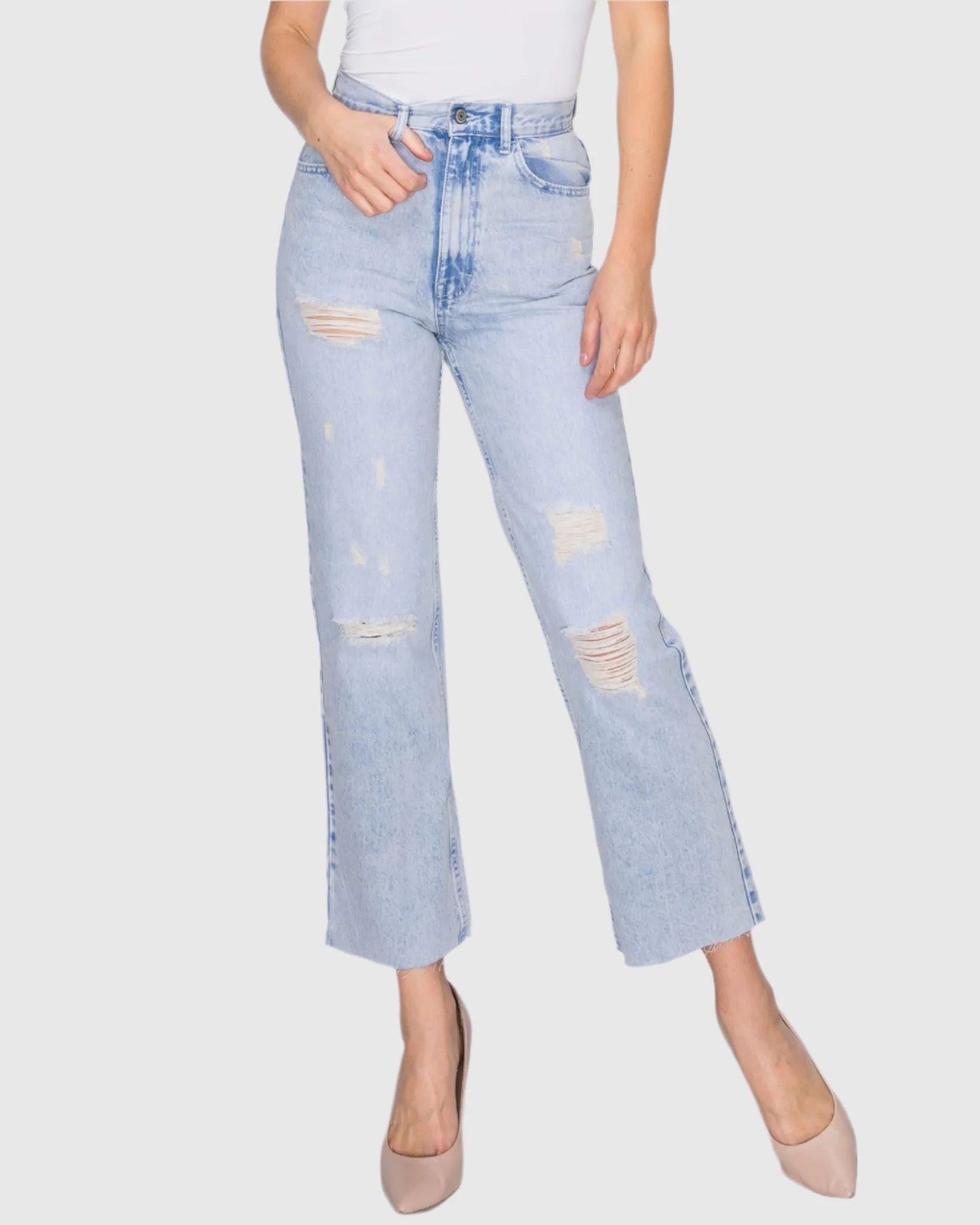 WOMEN'S MARIA MOM STRAIGHT RIPPED JEANS - Image 15