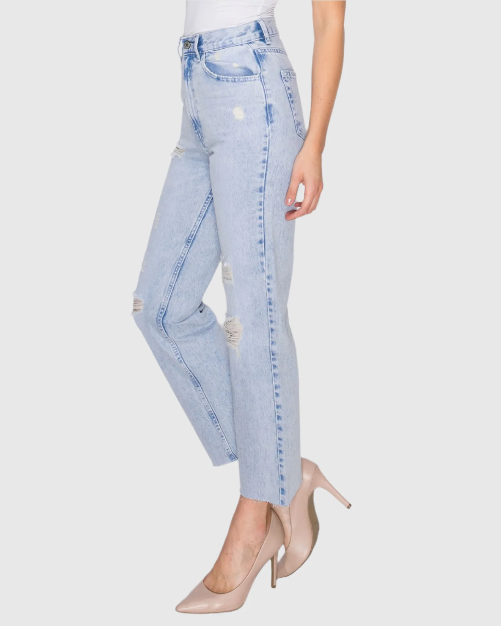WOMEN'S MARIA MOM STRAIGHT RIPPED JEANS - Image 17