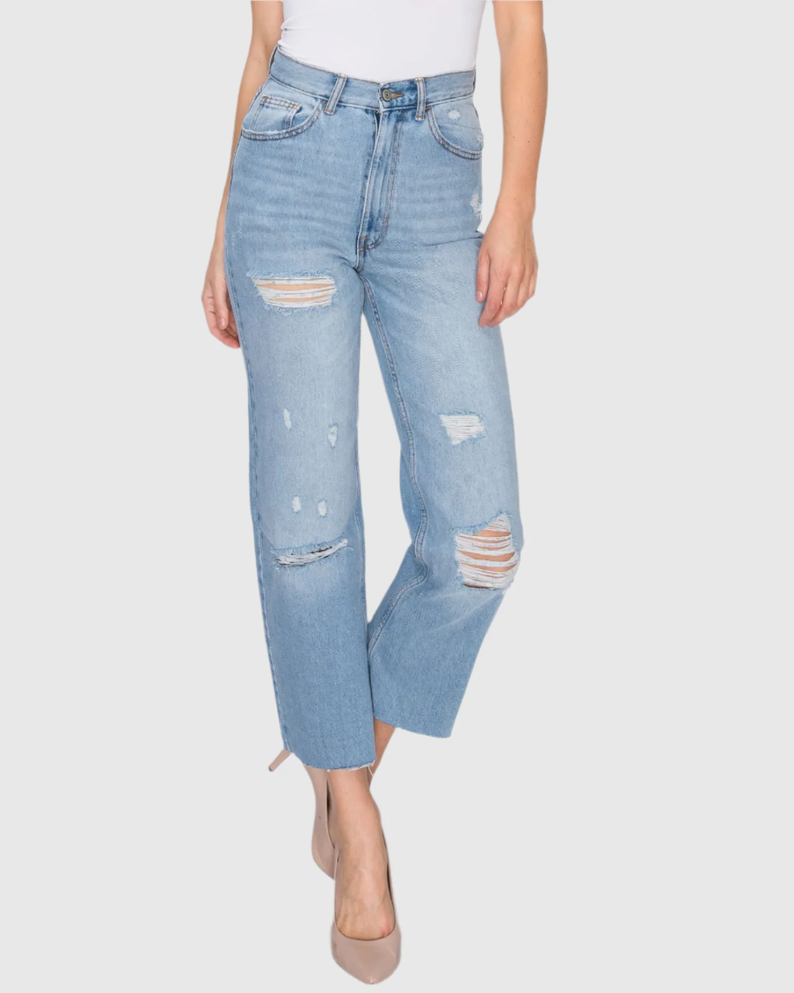 WOMEN'S MARIA MOM STRAIGHT RIPPED JEANS - Image 20