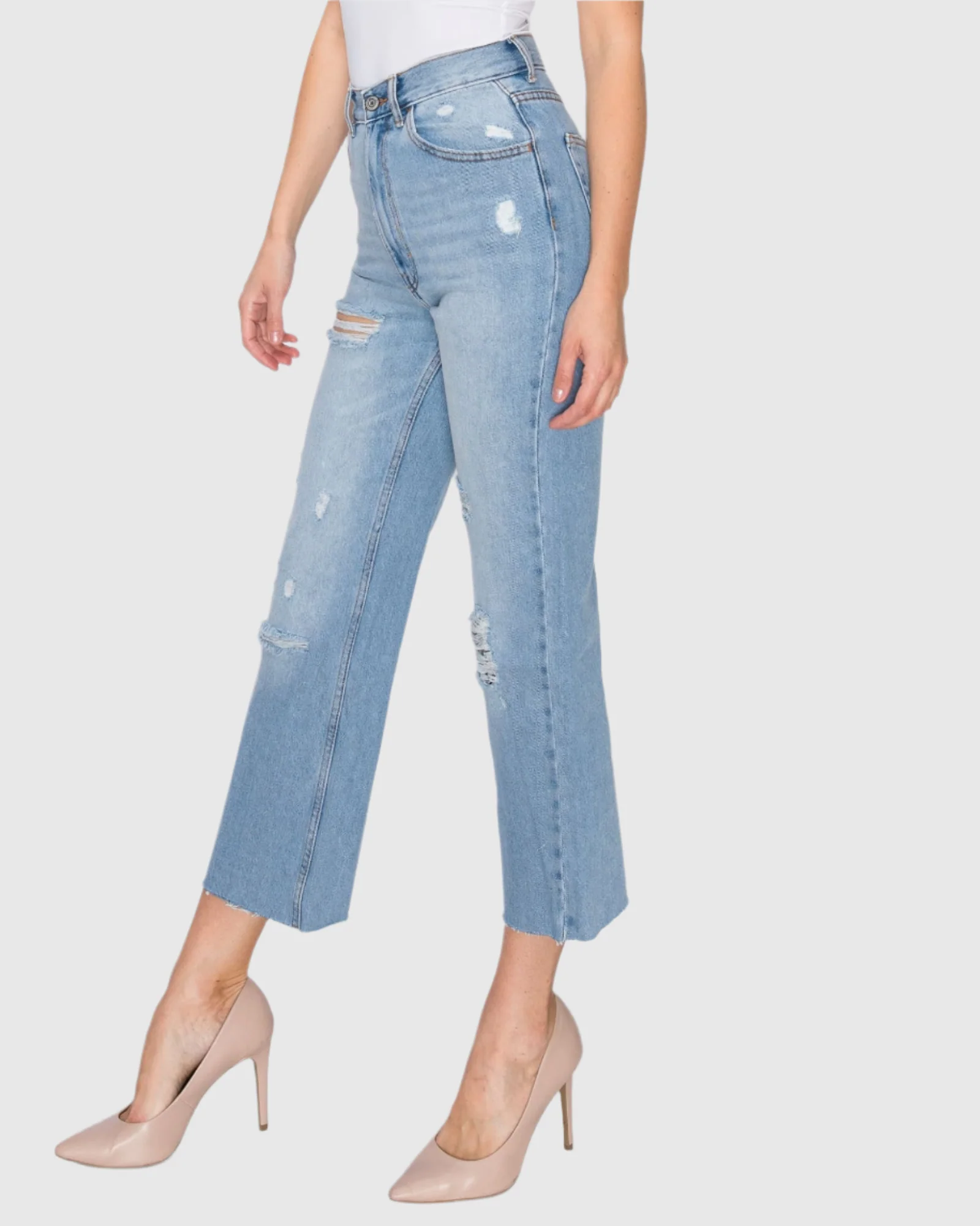 WOMEN'S MARIA MOM STRAIGHT RIPPED JEANS - Image 21