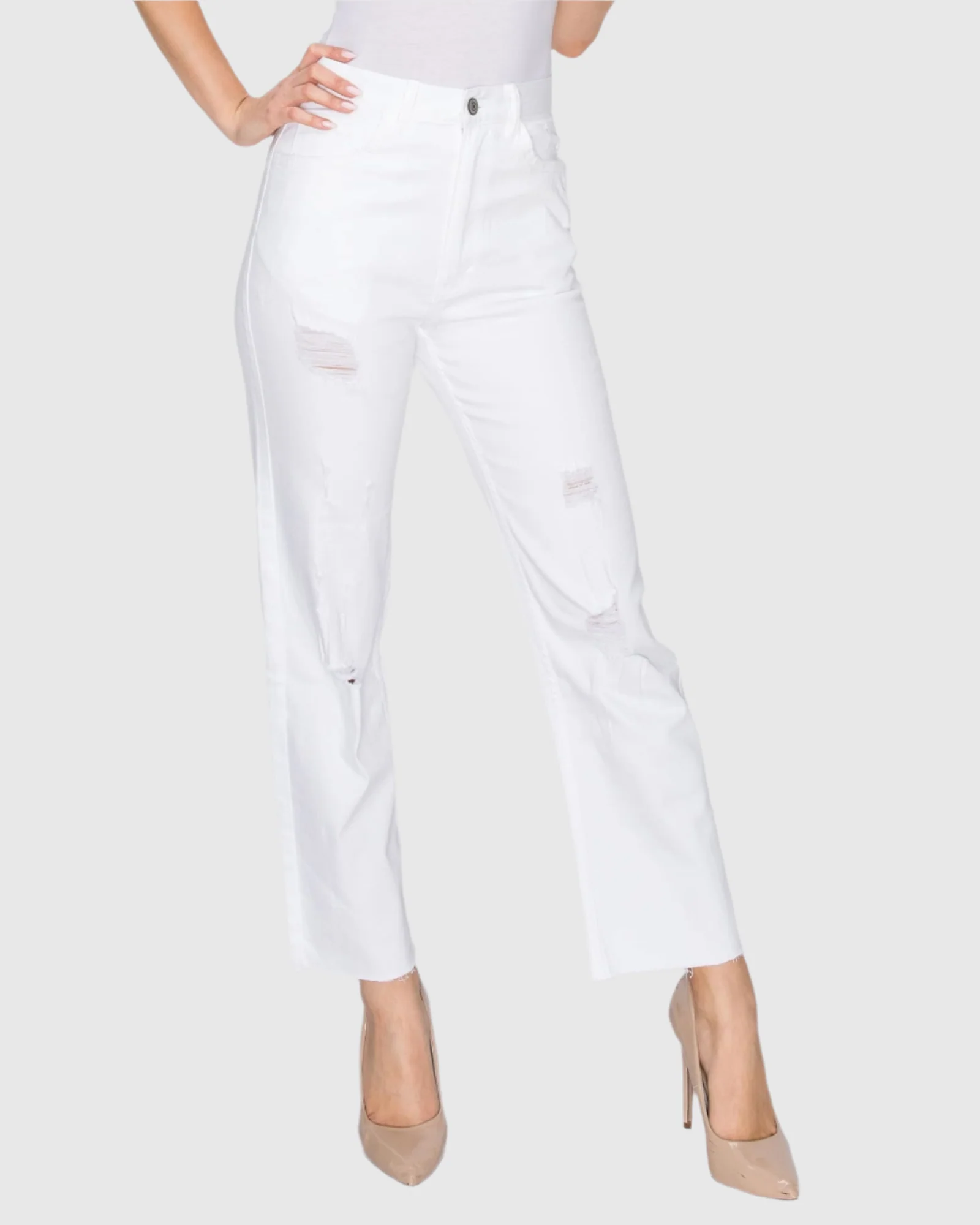 WOMEN'S MARIA MOM STRAIGHT RIPPED JEANS - Image 7