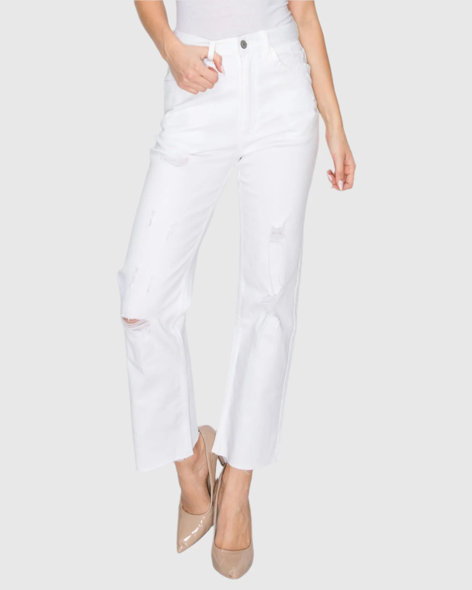 WOMEN'S MARIA MOM STRAIGHT RIPPED JEANS - Image 8