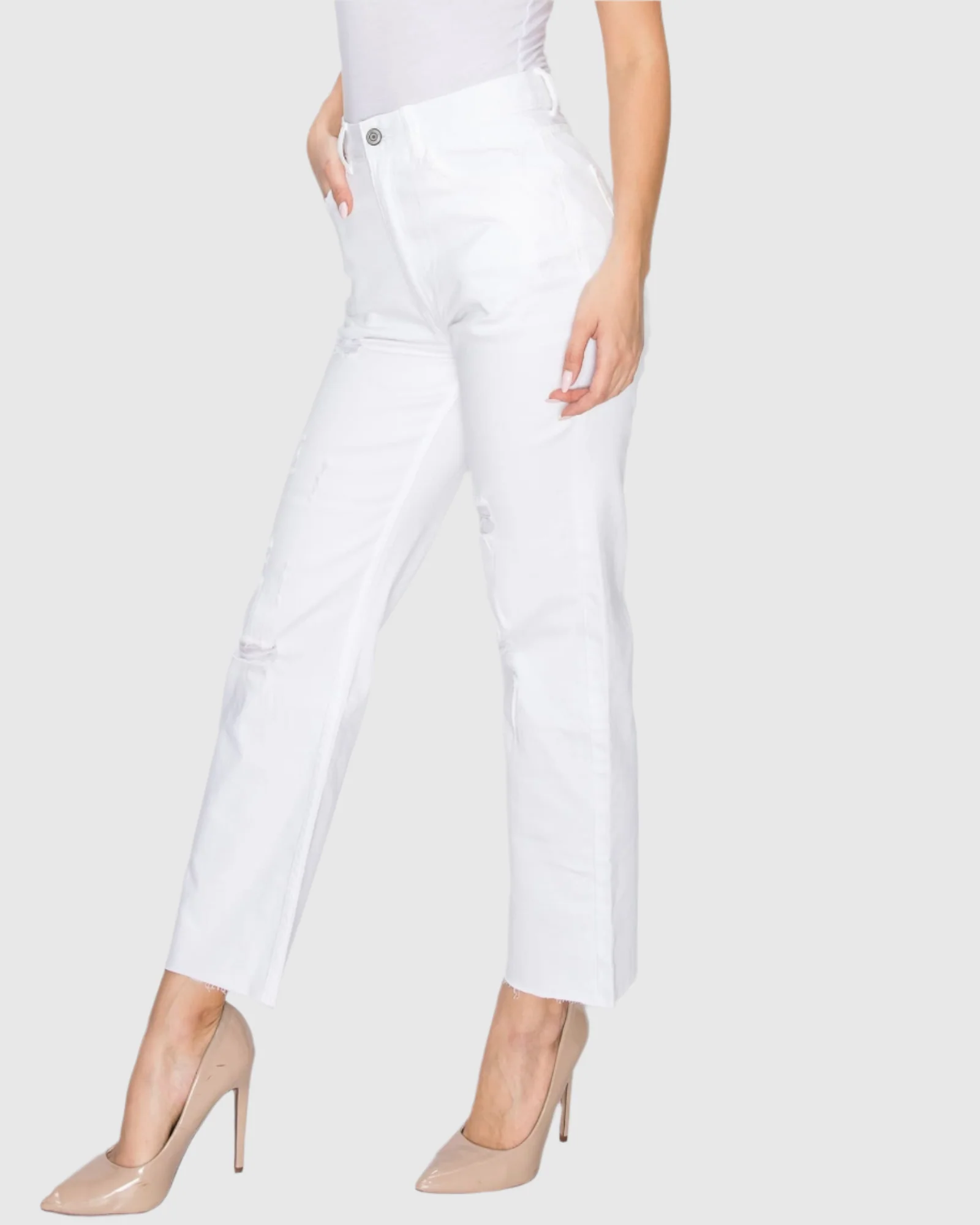 WOMEN'S MARIA MOM STRAIGHT RIPPED JEANS - Image 9